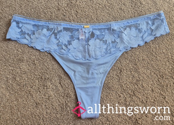 Light Blue, Delicate Lace Knickerbox Thong