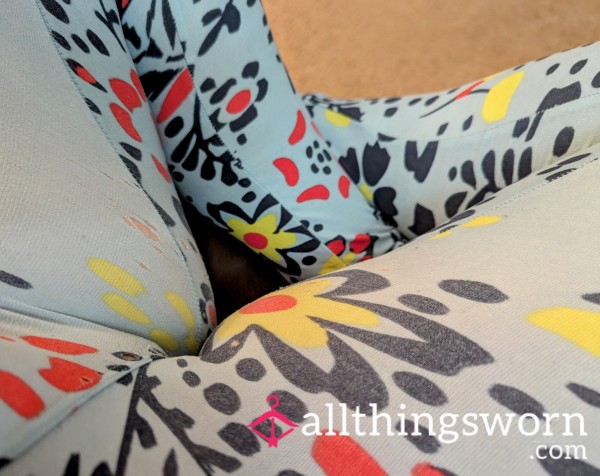 Light Blue Flowered Leggings