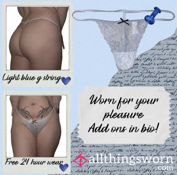Light Blue G String W Black Cute Bow <3