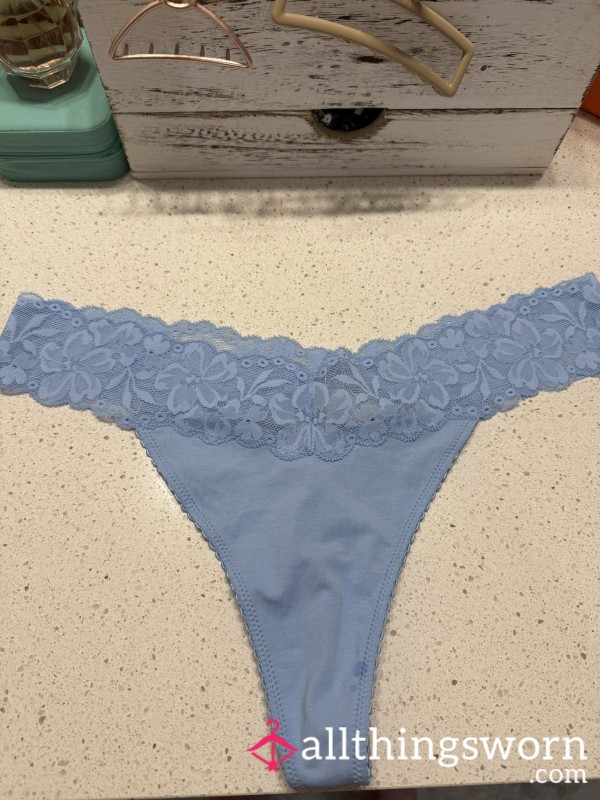 Light Blue Lace Thong