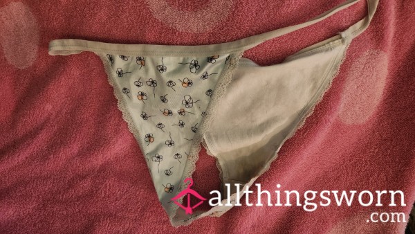 Light Blue Thong With Flower Doodles