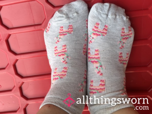 Light Gray Llama Socks