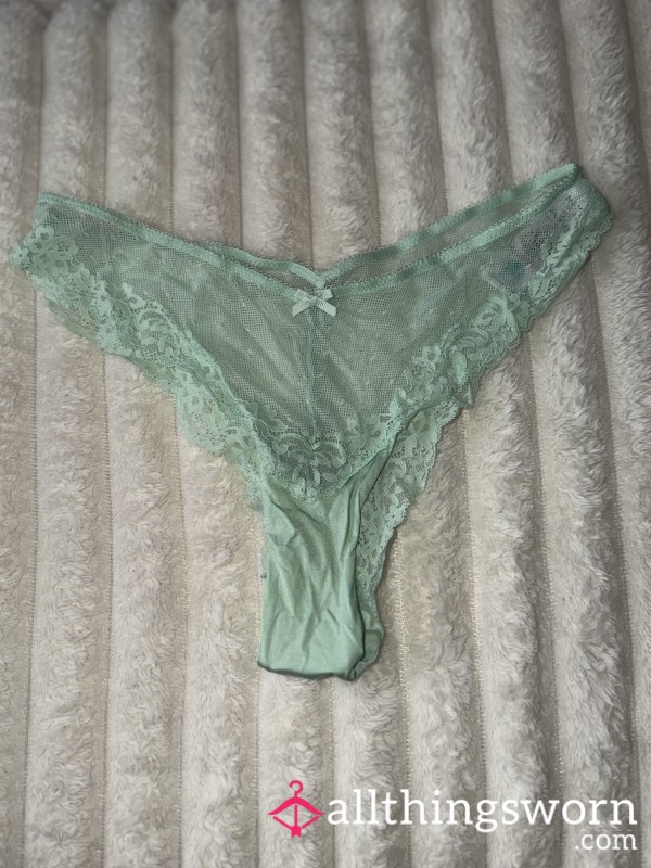 Light Green Lace Panties Cotton Gusset