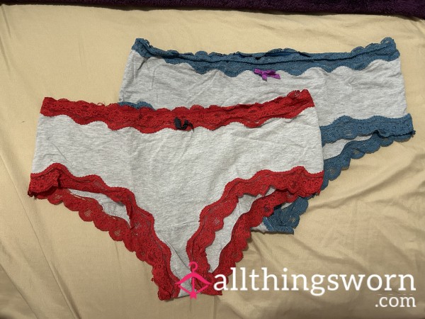 ~$30 PANTY BUNDLE- LIGHT GREY COLORED LACE TRIM CHEEKY PANTY~