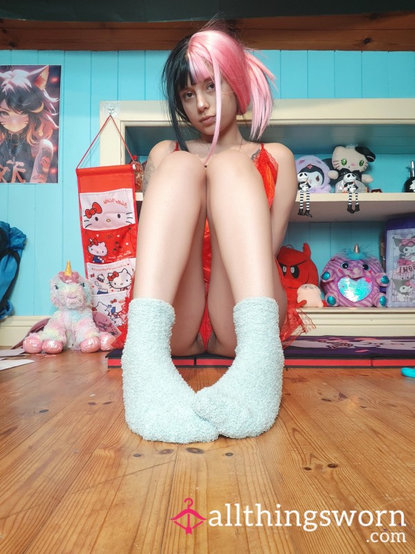 Light Grey Fluffy Socks + Video Call