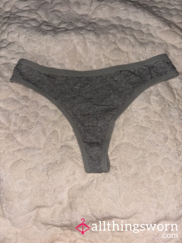 Light Grey Ribbed Cotton Thong