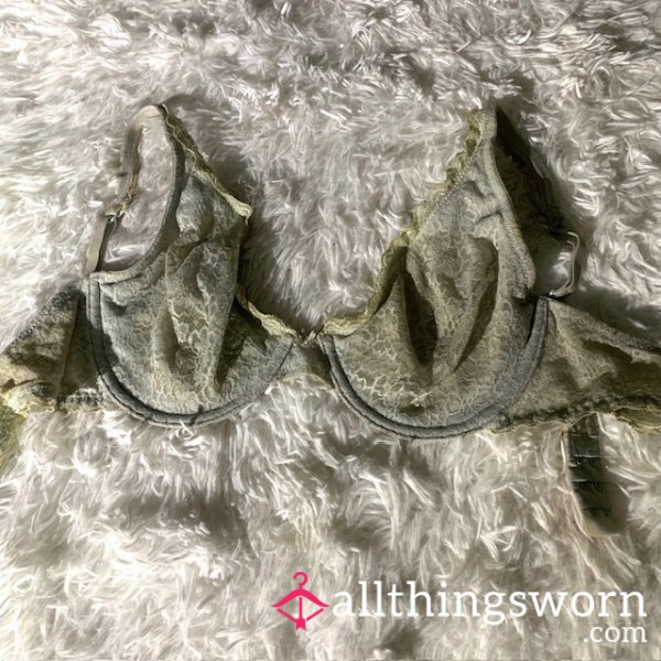 Light Grey/Yellow Lace Bra 34D