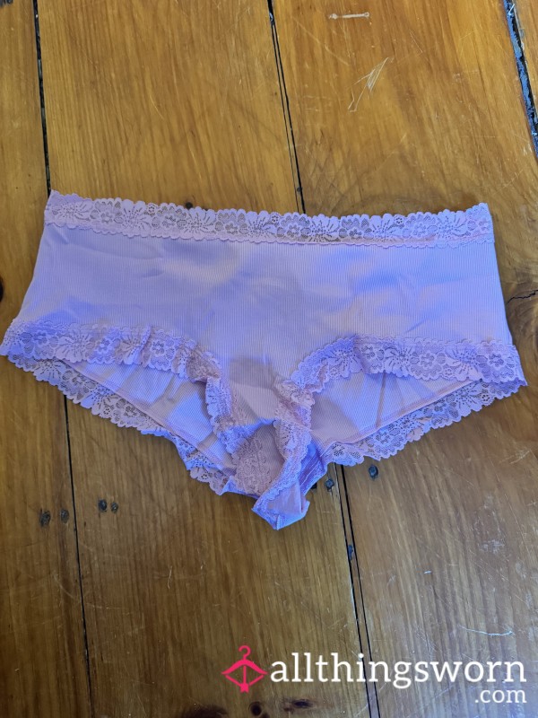 Light Mauve Pink/purple Cotton & Lace VS Cheekies, XXL