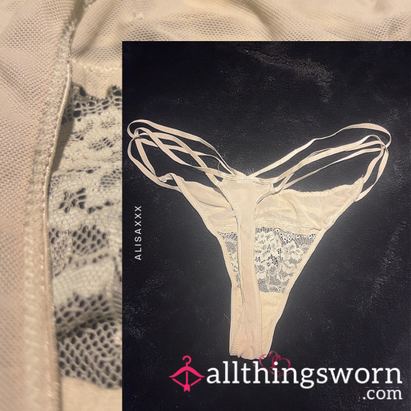Light Mintgreen Thong With Lace And Straps + 24hr Wear