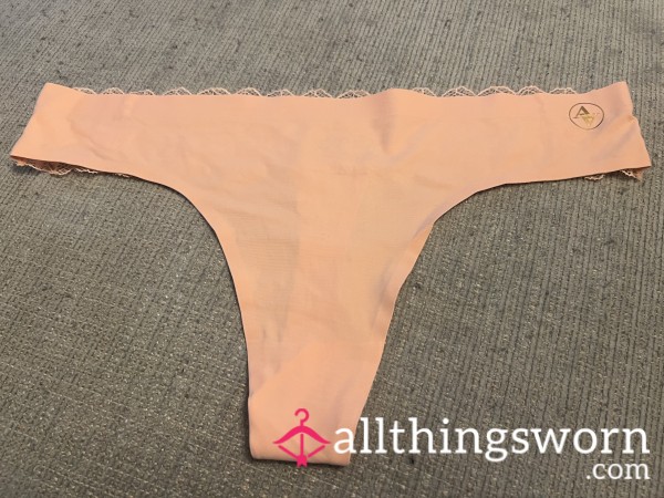 Light Peach Nylon Spandex Lace Thong