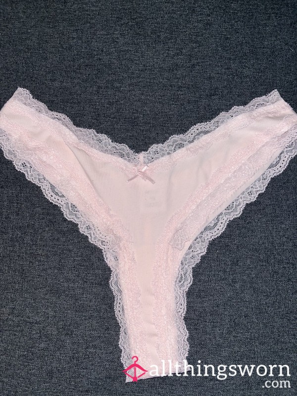 Light Pink Cheeky Worn Thong, Lace Cut & A Bow To Top Off The Goods🌸
