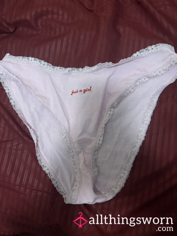 Light Pink “just A Girl” Trimmed Lace Panty