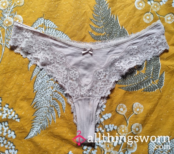 Light Pink Lace Brazilian Panties – Elegant & Seductive Intimate Wear – Worn 24 Hours Straight