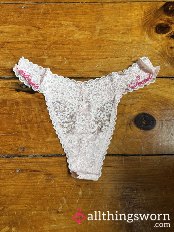 5 Day Worn Light Pink Lace VS Thong, XXL