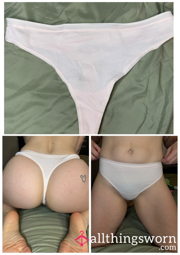 Light Pink Ribbed Thong