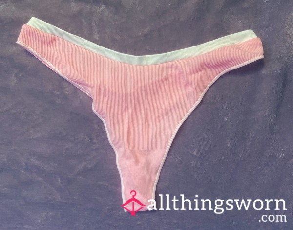 Light Pink Ribbed Thong