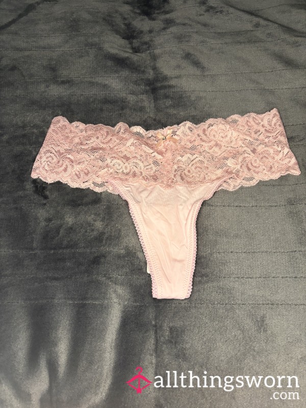 Light Pink Thong With A Lace Waist Band