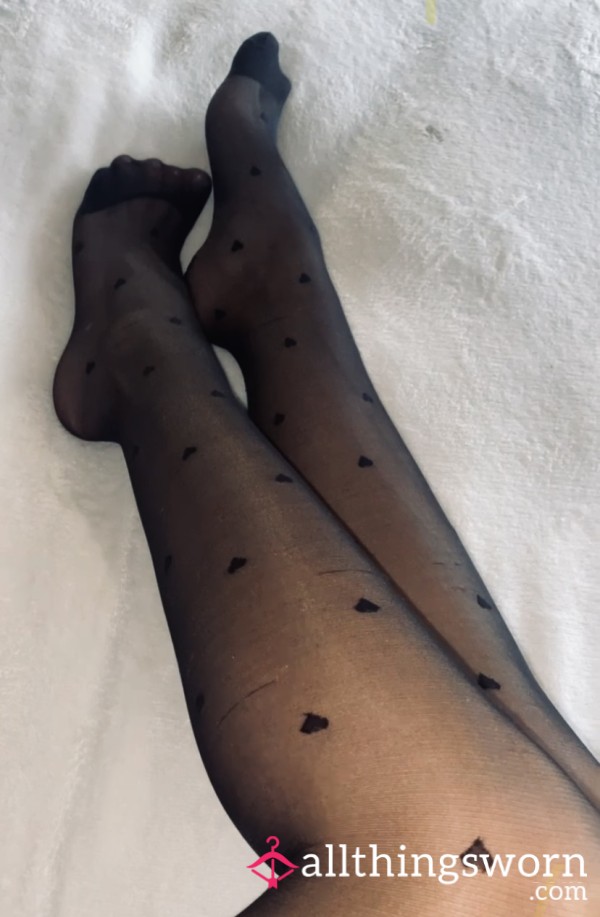 Light Pink Toes Inside Black Pantyhose