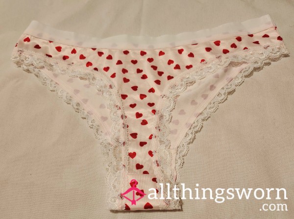 Light Pink With Red Hearts Cheeky