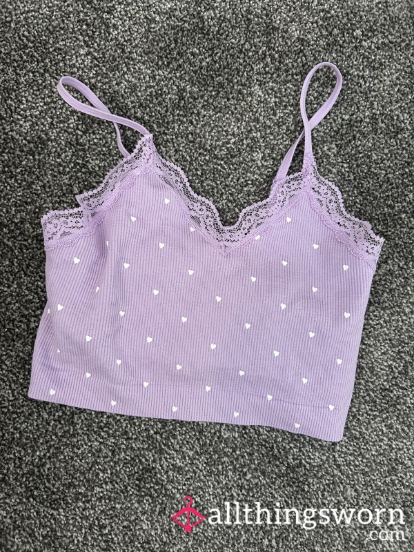 Light Purple Lace Trim Crop Top