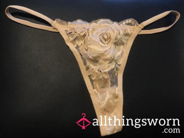 Light Skin Coloured Lace Thongs🤍