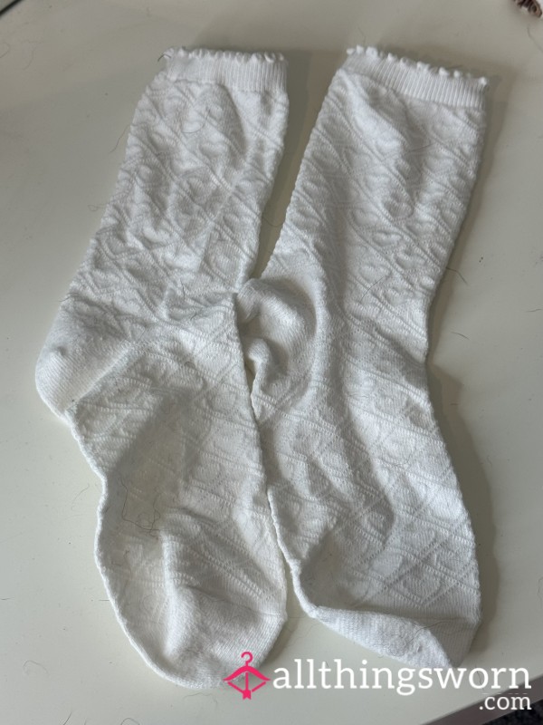 Lil White Heart Socks