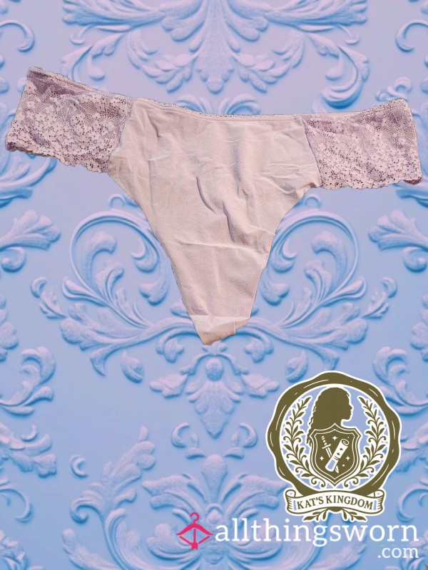 Lilac Flor*l Lace Detail Smooth VS Thong XXL