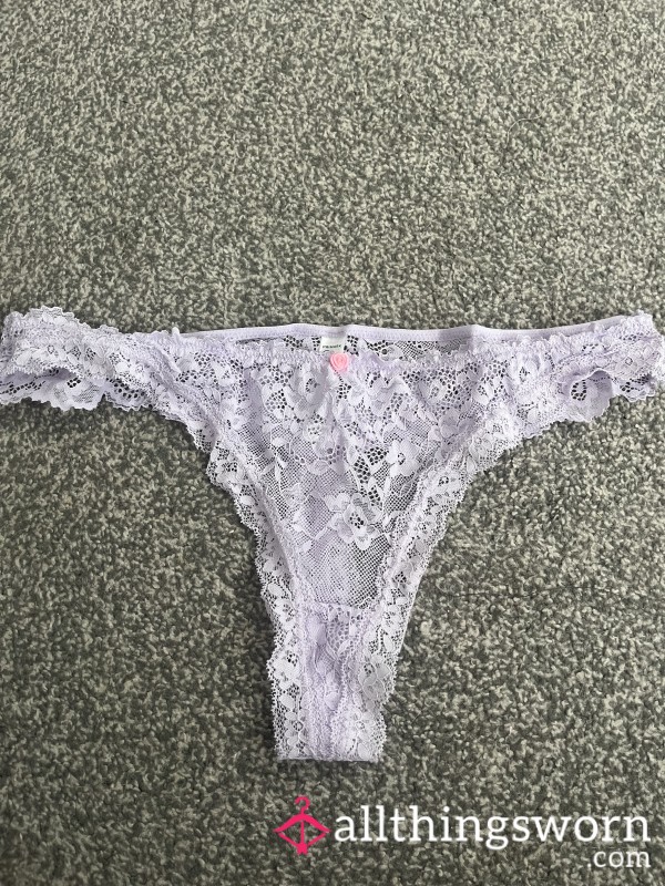 Lilac Lace Frilly Thong