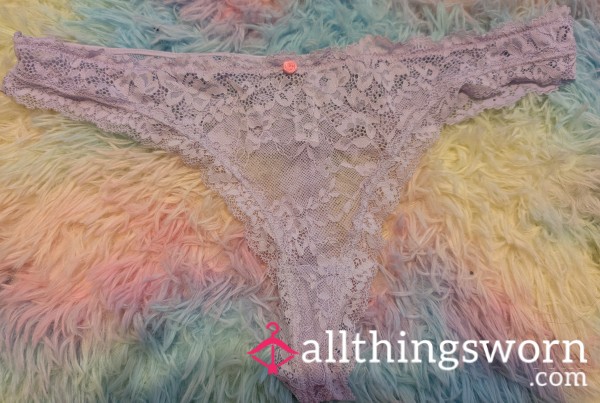 Lilac Lace Thong 24 Hour Wear.