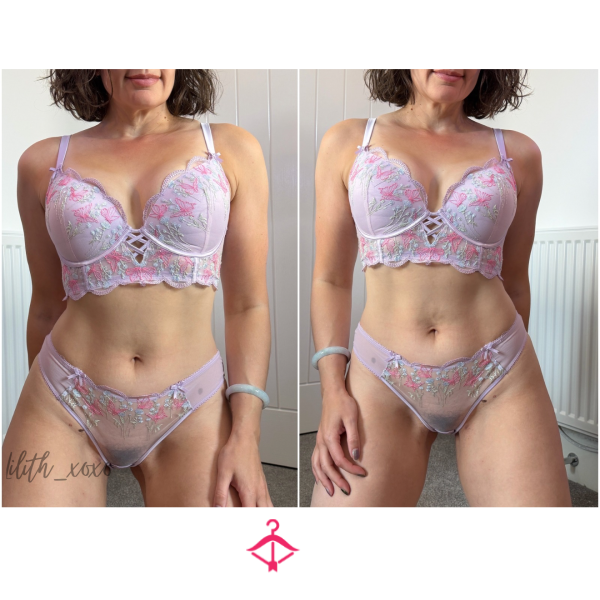 Lilac Lingerie Set ♡ Lace & Satin With Sheer Panties Worn 24 Hrs