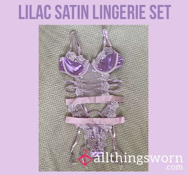 Lilac Satin Lingerie Set💜