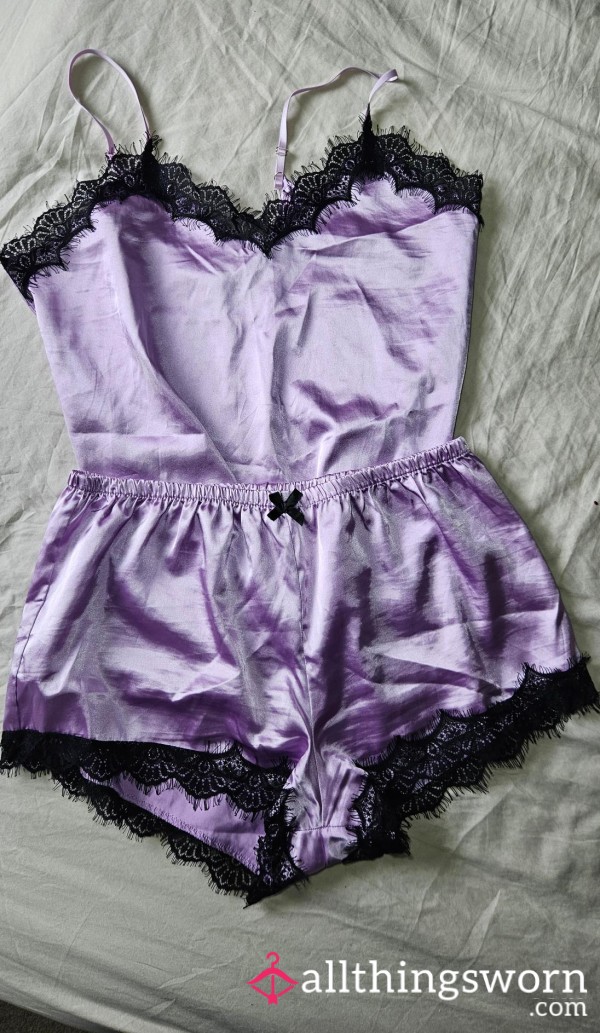 Lilac Satin Pjs - Warm, Used, And Scented