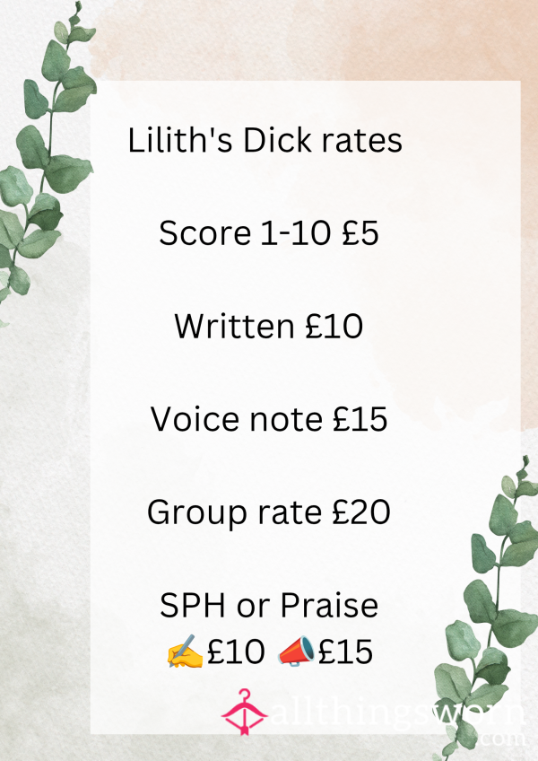 Lilith's D*ck Rates