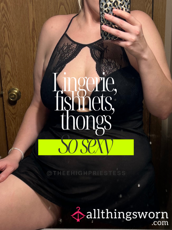 Lingerie And Fishnets, Also Me In A Thong :)  Showing Face!
