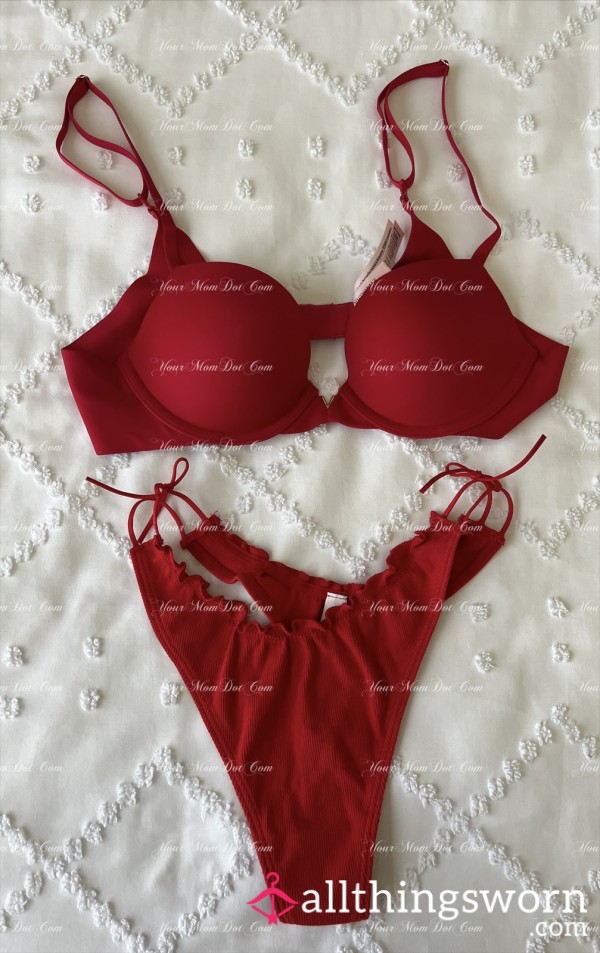 👙 Lipstick Red Hi-Waisted Victoria’s Secret Set