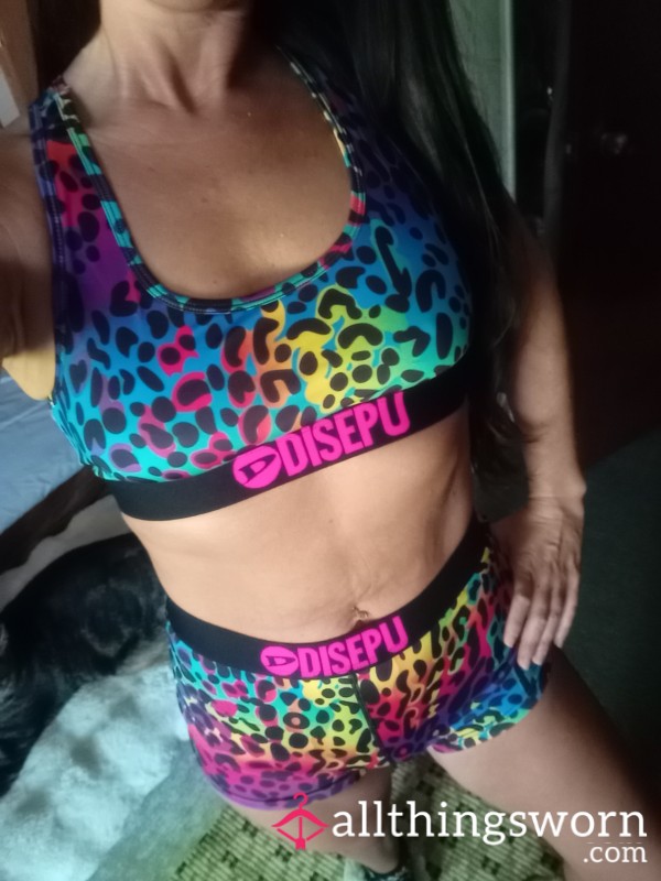 Lisa Frank Looking Gym Set , Bra And Short $40--- 2 Workouts And Pictures