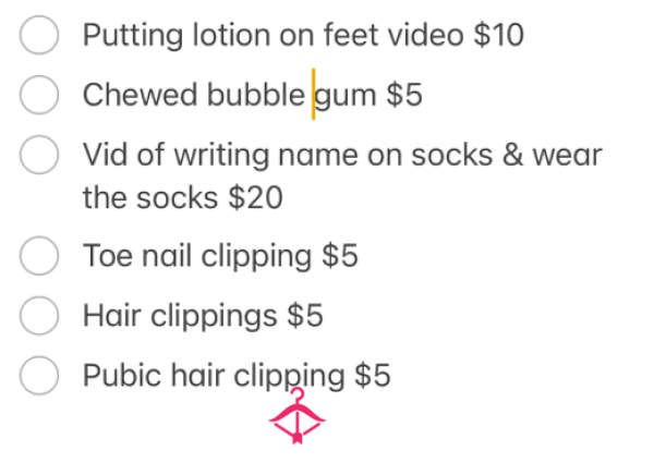 List Of Things I Offer