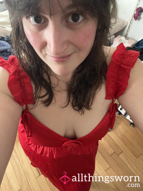 Little Red Nighty- Worn And Stained