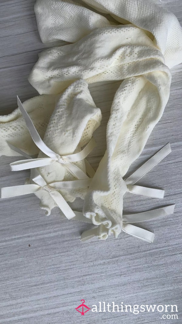 Llt Ballet Style White Lace Mid Tube Thin Stacking Socks