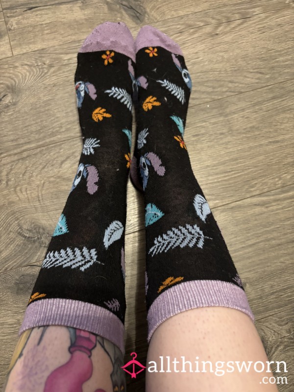 Long Black Stitch Socks