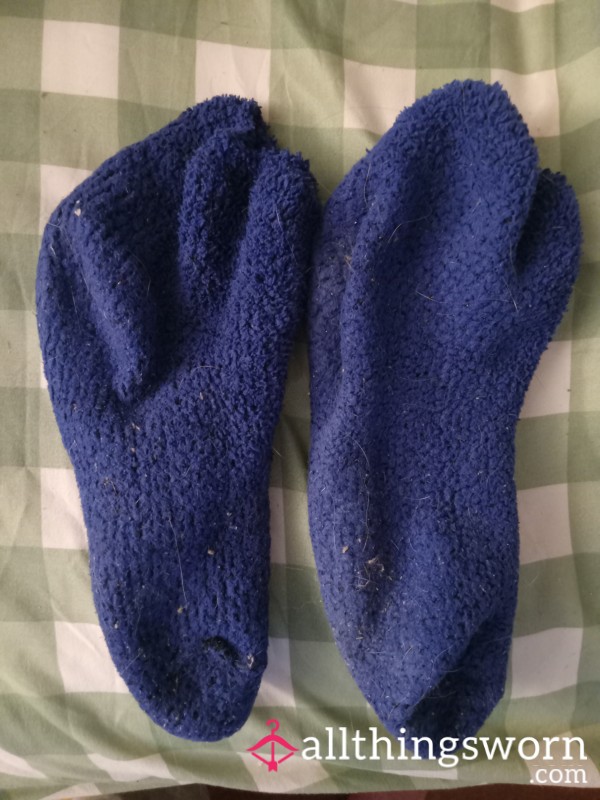 Long Dark Blue Dirty Fuzzy Socks