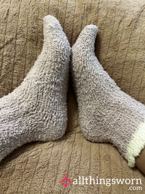 Long Fuzzy Light Purple Socks