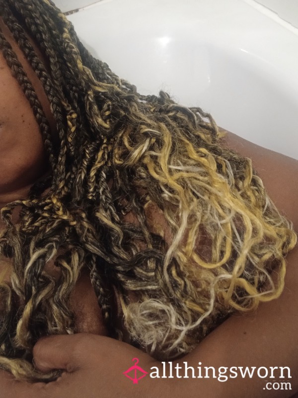 Long Goddess Braided Locs – Worn, Sweaty, Scented & Ready To Sniff/Play 😈 (Dark Brown + Blonde Highlights