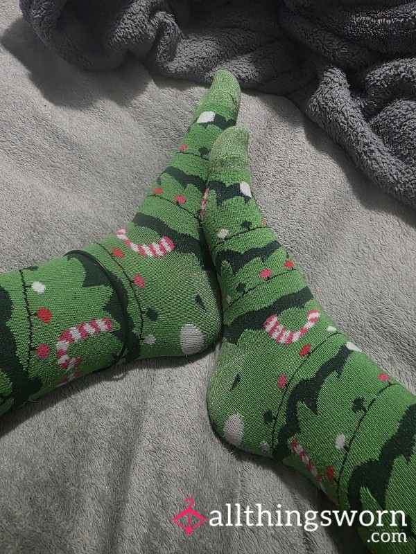 Long Green Christmas Socks