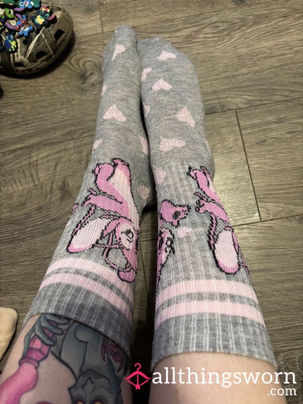 Long Grey Socks With Angle And Hearts