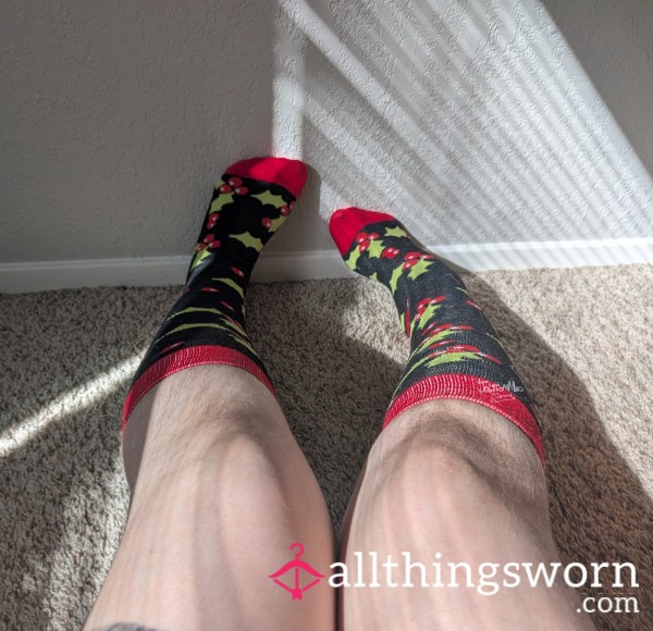 Long Holly Festive Socks