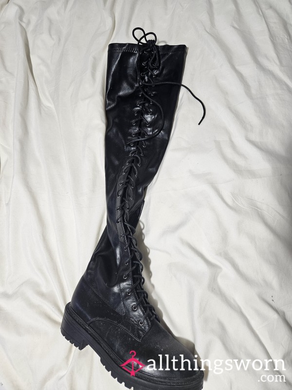 Long Lace Up Boots Before And After A Walk