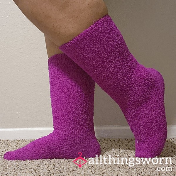 Long Purple Fuzzy Socks