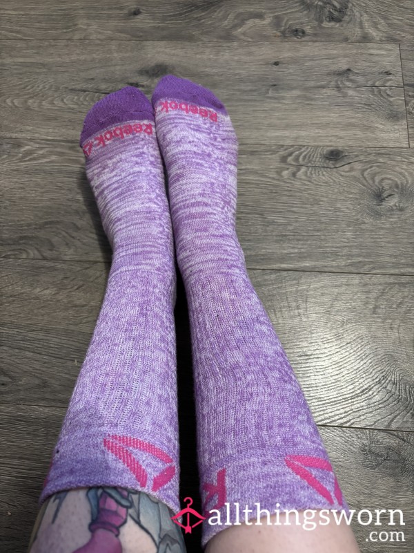 Long Purple/White Reebok Socks
