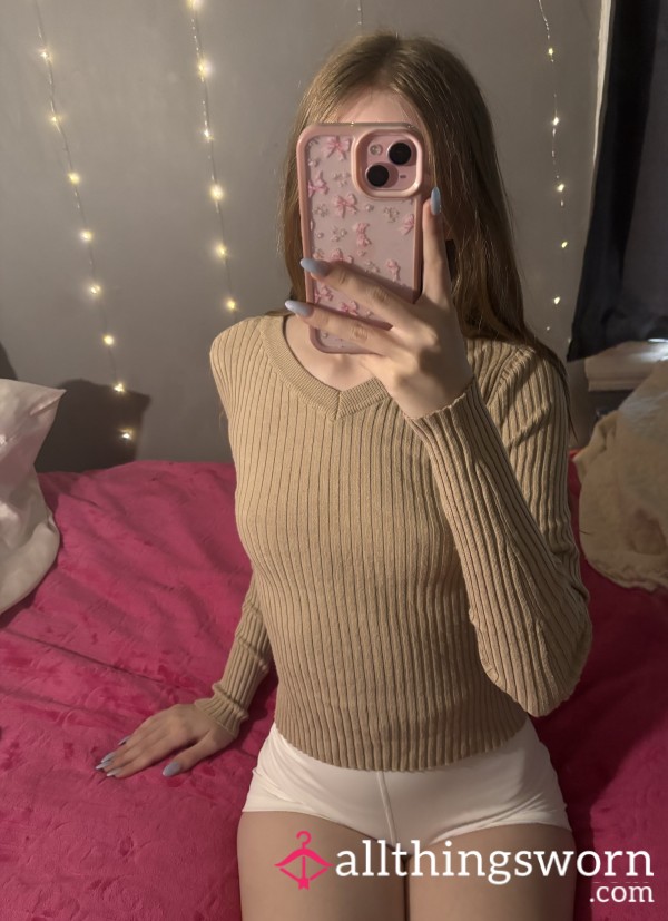 Long Sleeve Beige Top
